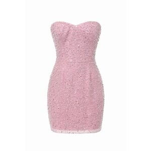 NWT Dress The Population Crystal Sequin‎ Mini Dress Women's Pink Size L Body-con